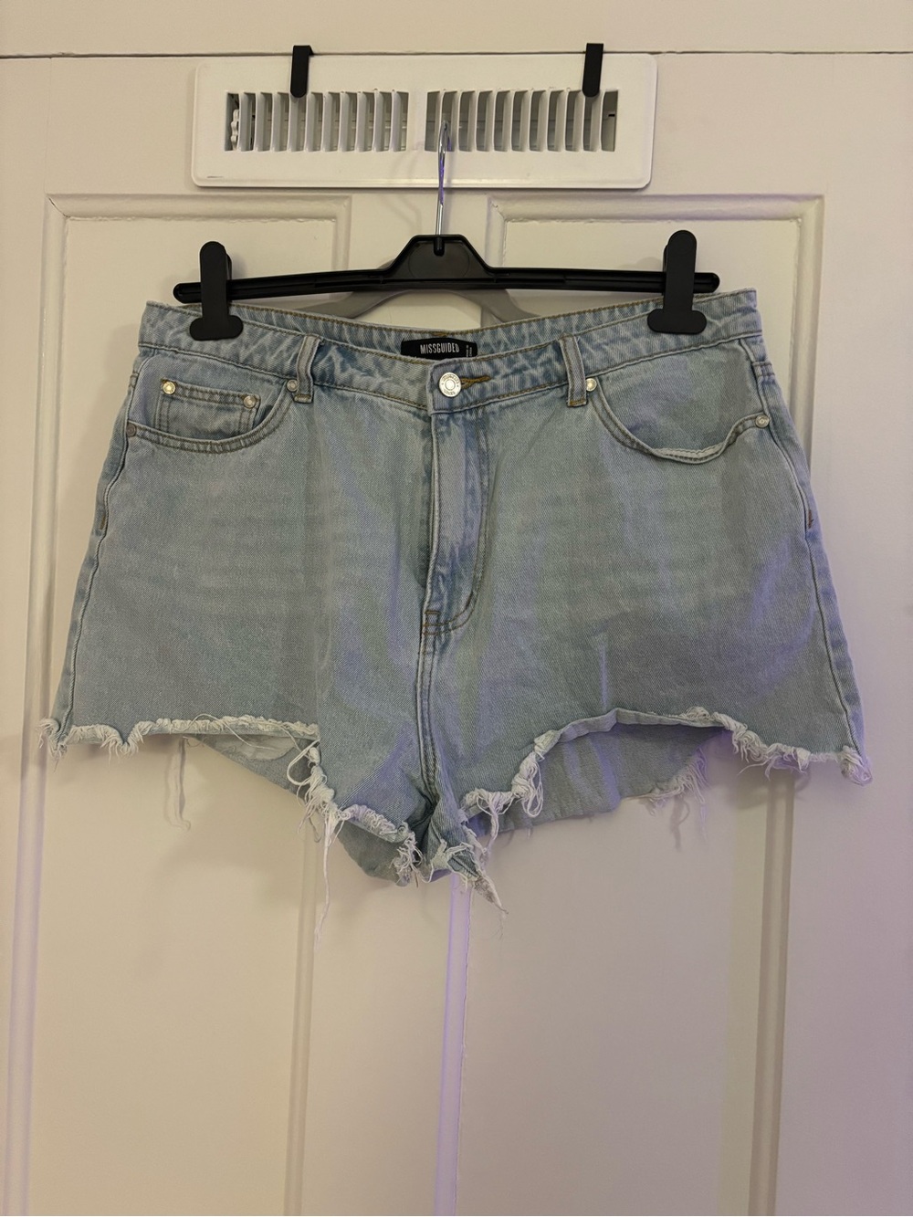 Missguided Light Blue Frayed Hem Denim Shorts